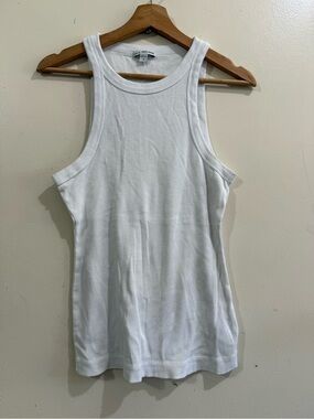 James Perse White Ribbed Scoop Neck Tank